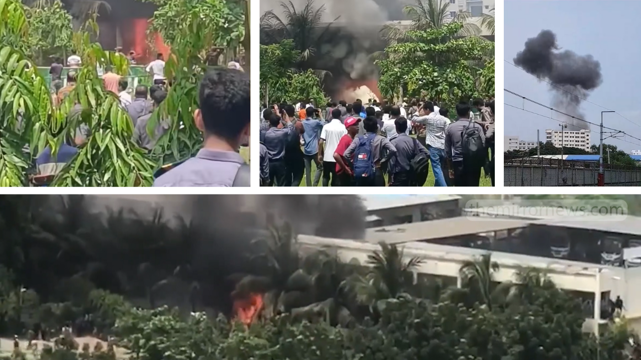 উত্তরায় বাংলাদেশ বিমান বাহিনীর প্রশিক্ষণ বিমান বিধ্বস্ত