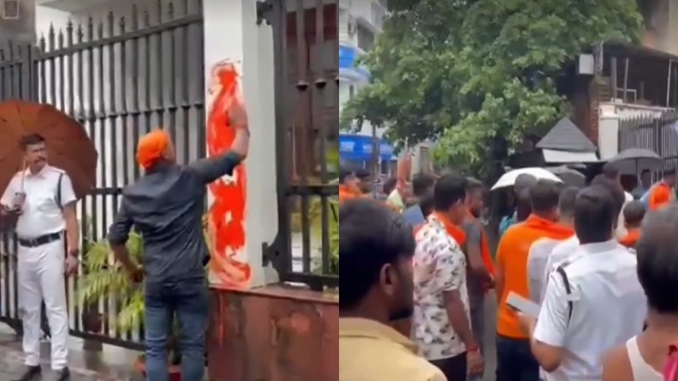 শুভেন্দুর হুঁশিয়ারির পর আনন্দবাজার কার্যালয়ে হিন্দুত্ববাদীদের হামলা