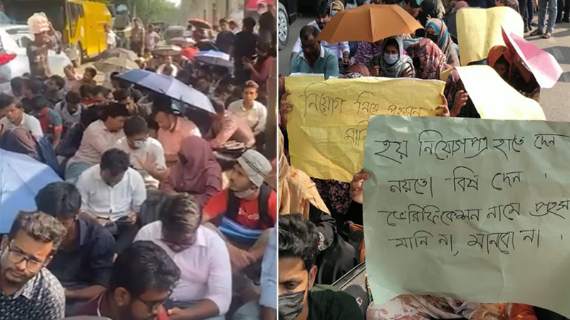 চূড়ান্ত সুপারিশের পরও নিয়োগপত্র না পেয়ে শাহবাগে প্রাথমিকের প্রার্থীরা
